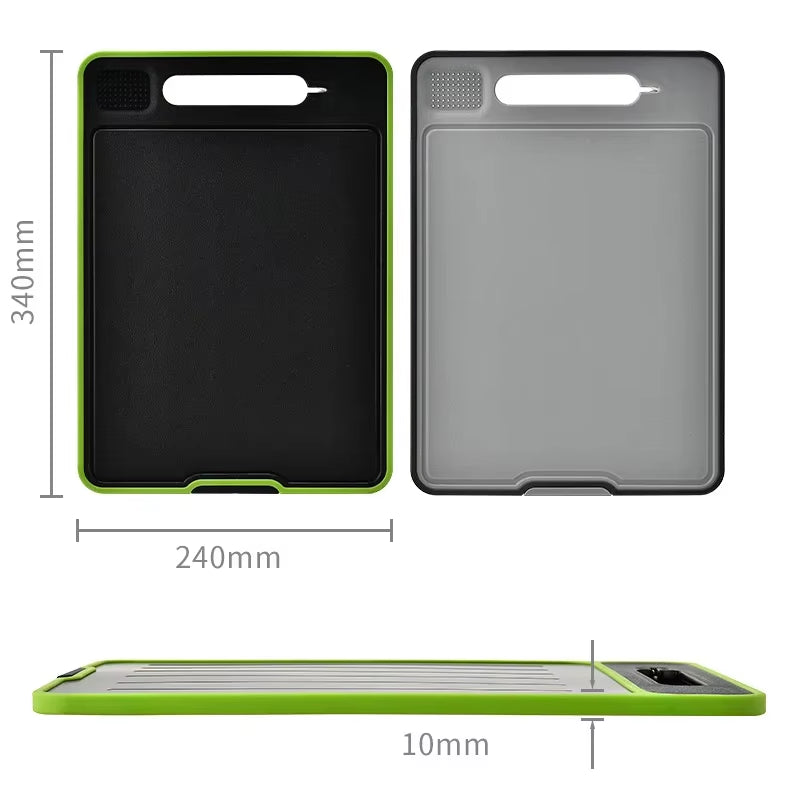 Foldable Double-Sided Thawing Cutting Board 4-In-1 Aluminum Alloy Chopping Board with Knife Sharpener and Garlic Grinder