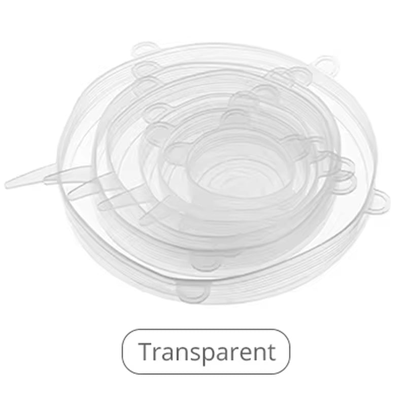 6Pieces Food Grade Silicone Stretch Lids for Food Storage Reusable Microwave Food Covers Bowl Covers for Cup Cans Jars YY121