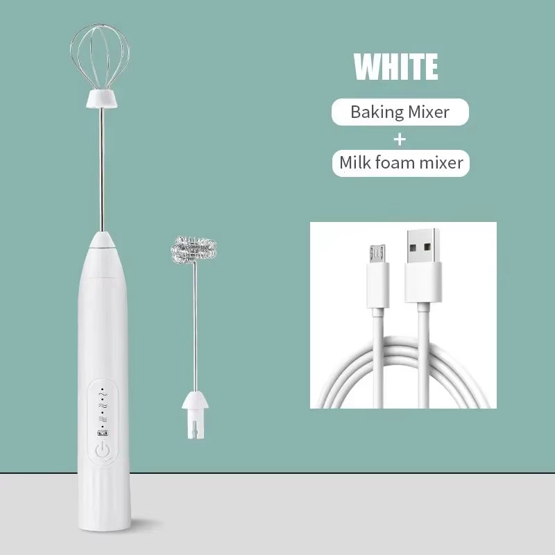 Baking Mixer Milk Frother 2-In-1 USB Rechargeable Electric Egg Beater Kitchen Gadgets Coffee Stirrer Tools Dining