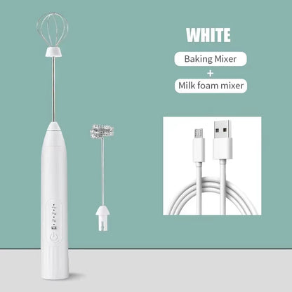 Baking Mixer Milk Frother 2-In-1 USB Rechargeable Electric Egg Beater Kitchen Gadgets Coffee Stirrer Tools Dining