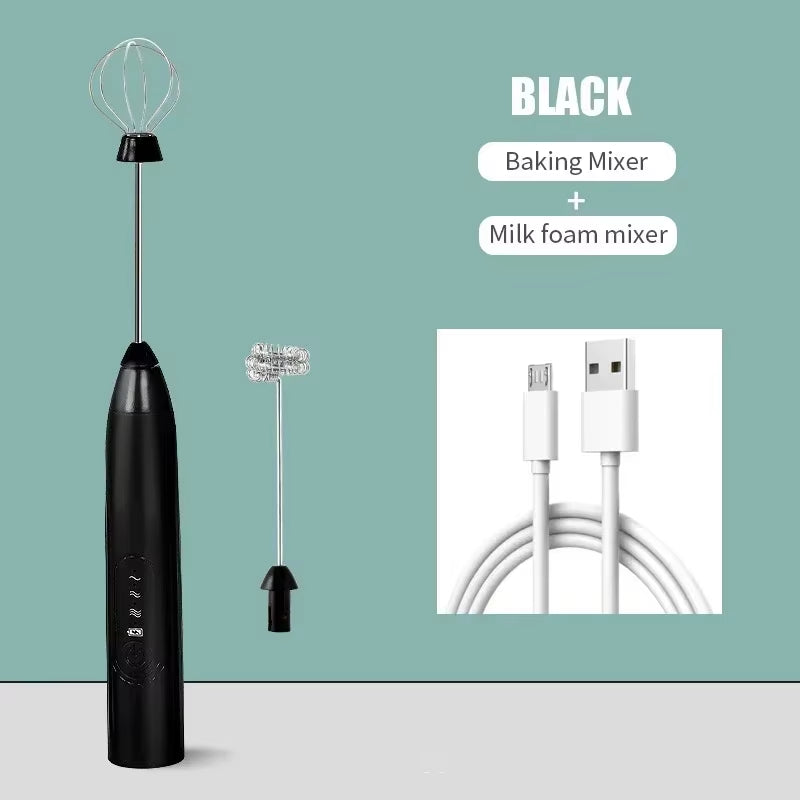 Baking Mixer Milk Frother 2-In-1 USB Rechargeable Electric Egg Beater Kitchen Gadgets Coffee Stirrer Tools Dining
