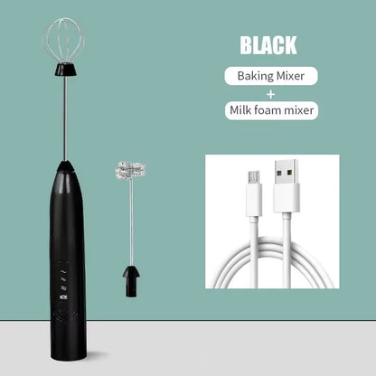 Baking Mixer Milk Frother 2-In-1 USB Rechargeable Electric Egg Beater Kitchen Gadgets Coffee Stirrer Tools Dining