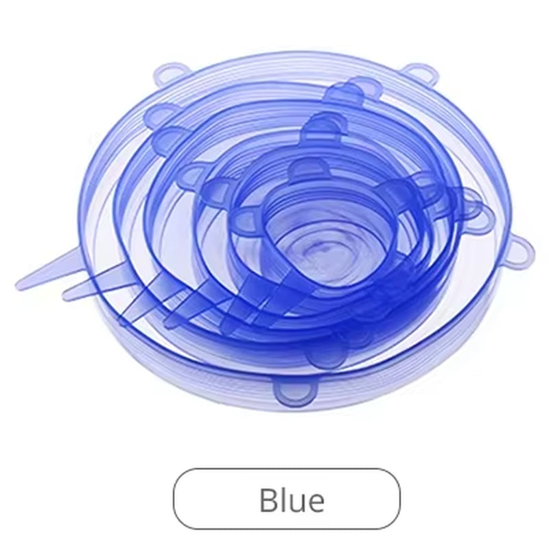 6Pieces Food Grade Silicone Stretch Lids for Food Storage Reusable Microwave Food Covers Bowl Covers for Cup Cans Jars YY121