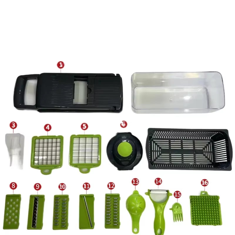 16/14 in 1 Multifunctional Vegetable Chopper Handle Food Grate Food Chopper Vegetable Slicer Dicer Cut Kitchen Items Cocina