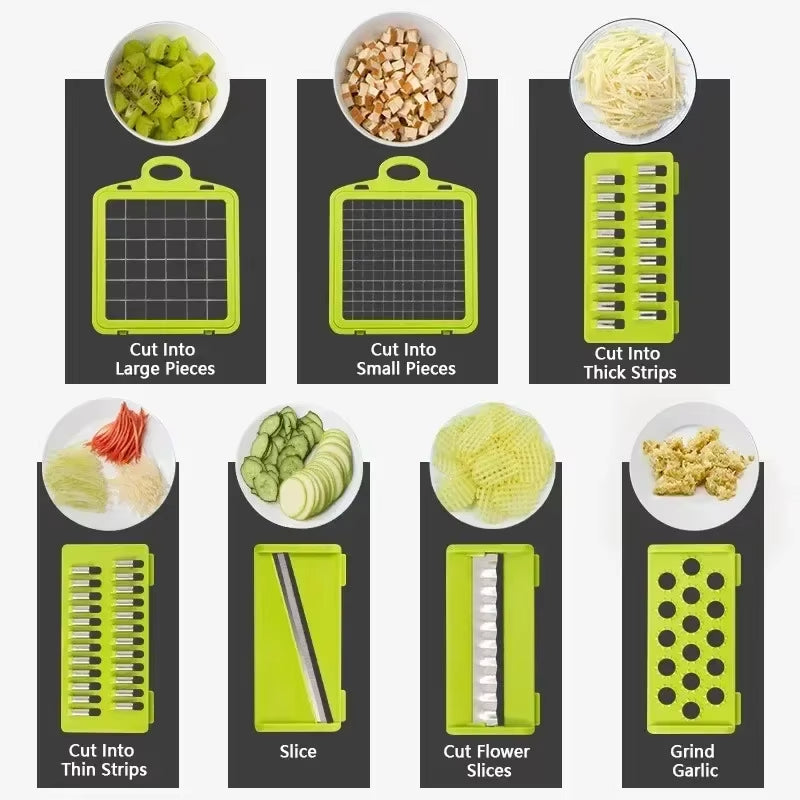 16/14 in 1 Multifunctional Vegetable Chopper Handle Food Grate Food Chopper Vegetable Slicer Dicer Cut Kitchen Items Cocina