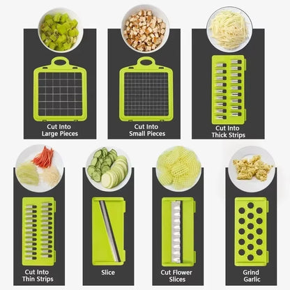 16/14 in 1 Multifunctional Vegetable Chopper Handle Food Grate Food Chopper Vegetable Slicer Dicer Cut Kitchen Items Cocina