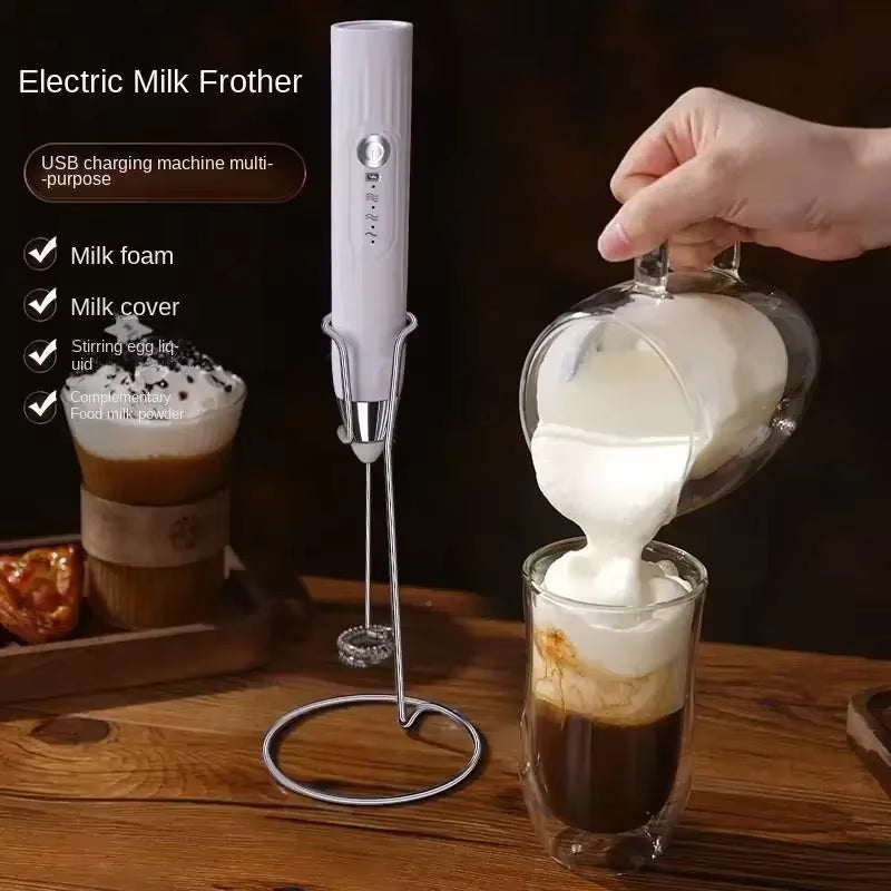 Baking Mixer Milk Frother 2-In-1 USB Rechargeable Electric Egg Beater Kitchen Gadgets Coffee Stirrer Tools Dining